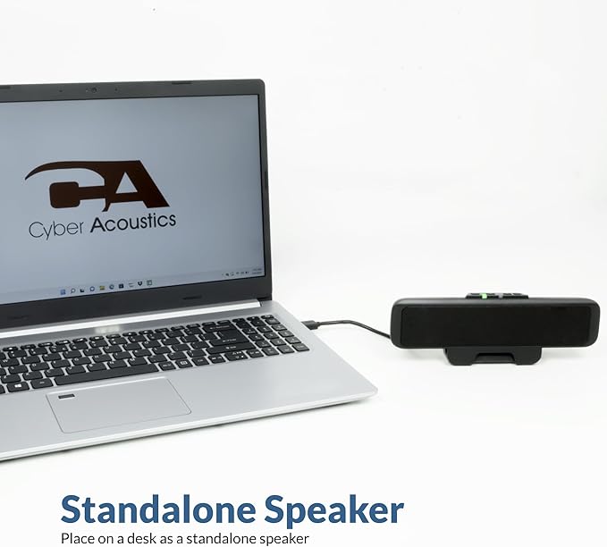 Cyber Acoustics CA-2890 USB Speaker Bar – USB Powered Stereo Desktop Computer Speakers for PC, Clip-On Monitor Mount Design, On-Speaker Controls