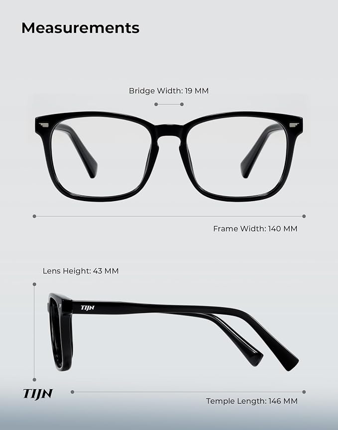 TIJN Premuim Blue Light Blocking Glasses for Women Men Square Frame Nerd Eyeglasses Anti Blue Ray Computer Screen Glasses