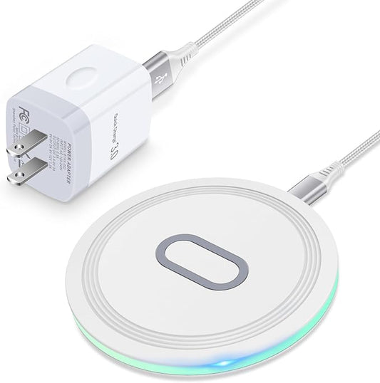 15W Wireless Charger Samsung S24 Ultra Charging Pad for Samsung Galaxy S24 S23 FE S22 Ultra S21 Note20 Z Flip/Fold 6 5 4,Google Pixel 9 8A 7A 8 7 6 Pro,Wireless Fast Charging Station with QC Adapter