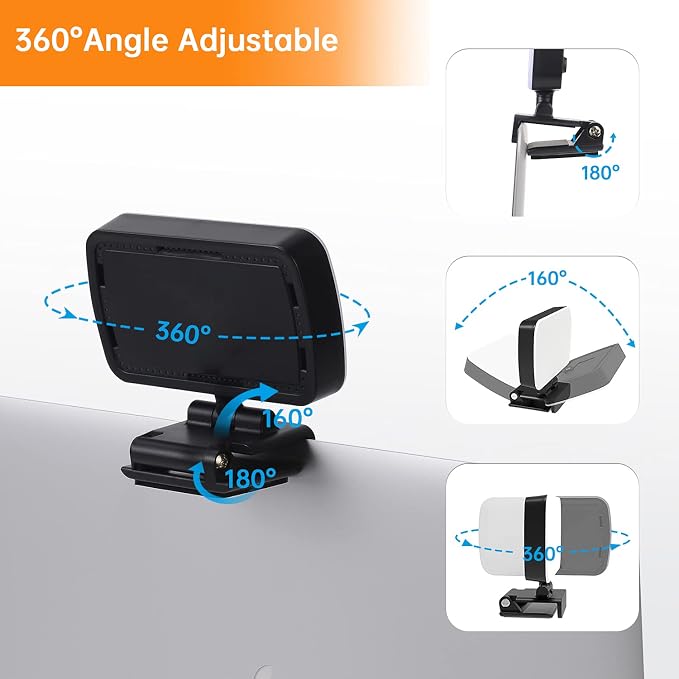 Video Conference Lighting, Webcam Lighting for Remote Working, Zoom Lighting for Laptop/Computer, Zoom Calls, Live Streaming, Self Broadcasting, Video Light for Zoom Meeting with Sturdy Clip