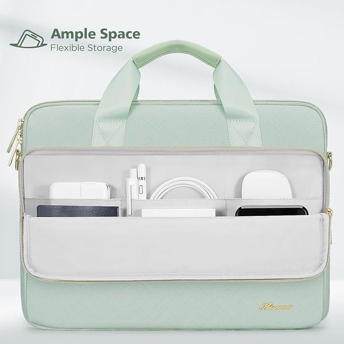 KIZUNA Laptop Sleeve Case 14 Inch Computer Shoulder Bag for 15" MacBook air M4 M3 M2/Lenovo IdeaPad Slim 3i/15 Surface Laptop 7 6/IdeaPad Flex 5/14" Yoga Slim Pro X/Studio 2/HP/Dell,Green