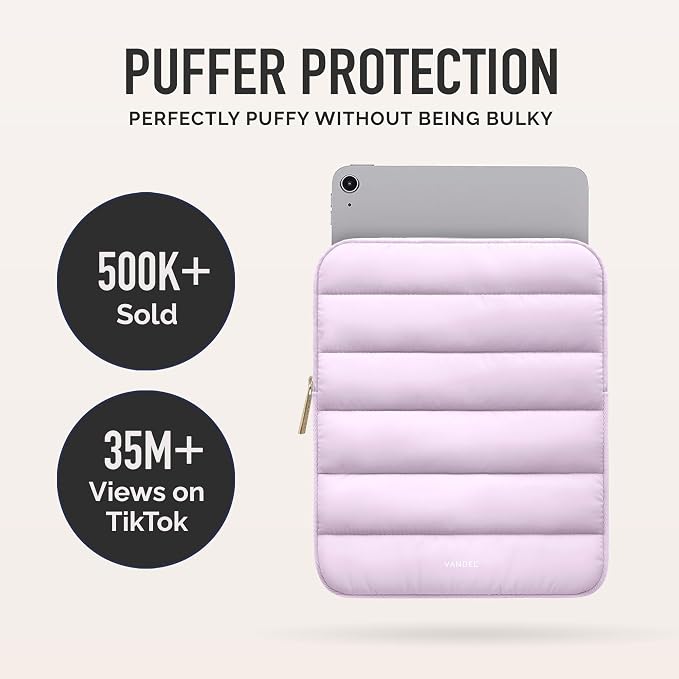 Vandel - The Original Puffy iPad Sleeve 9-11 Inch Tablet Sleeve, Purple i Pad Case for Women and Men, Cute iPad Air Pouch, 9 10 Inch, 11 Inch Bag