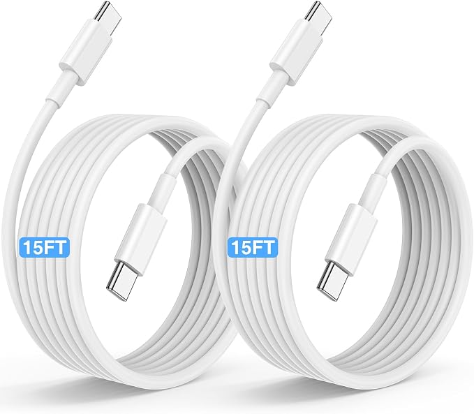 USB C to C Fast Charger Cable 15ft, Long Type C to USB C Charging Cord Wire for Apple iPhone 17 Pro Max/17 Air/16 Pro/15 Plus,MacBook Pro 2021/2020/2019/2018,iPad 12.9/11 inch/Mini/Air,Samsung Galaxy