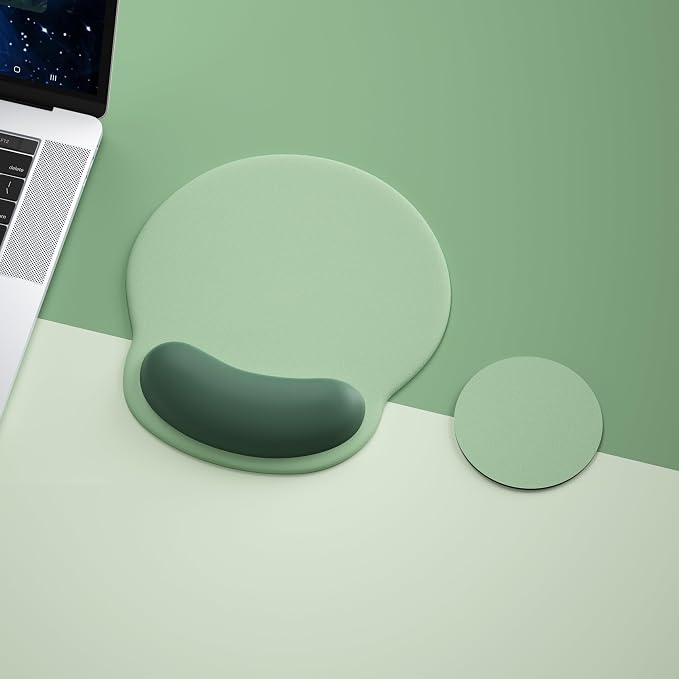 Ergonomic Mouse Pad with Wrist Rest,Mousepad with Wrist Support - Cute Gel Portable Mouse Pads for Desk Laptop,Computer,Office & Home Decor-(Green)