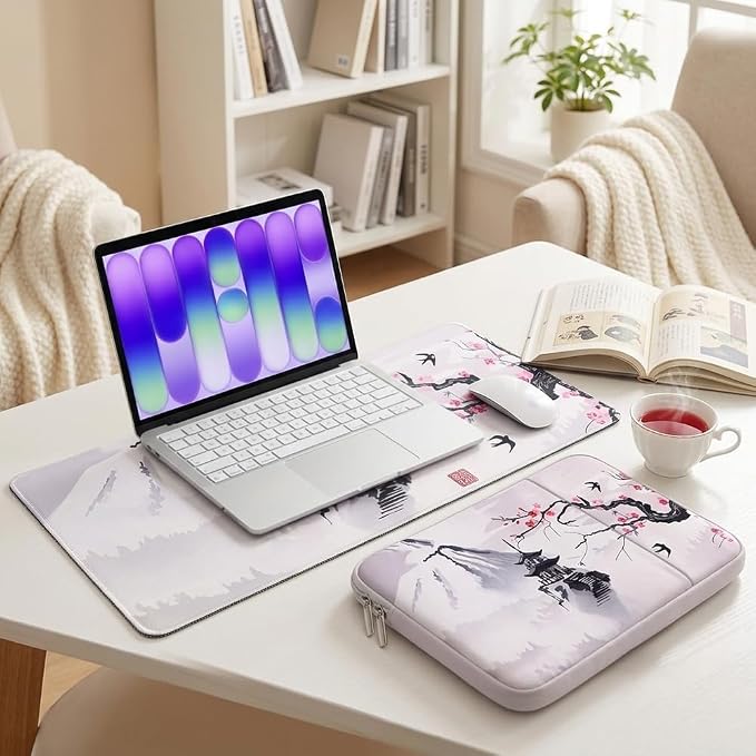 Laptop Sleeve Case for MacBook Neo/Air/Pro 13 inches A18/M5/M4/M3/M2/M1 Chip 2026-2020 A3404 A3449 with 2 Pockets Tablet Bag Accessories (Plum Blossom Pavilion)