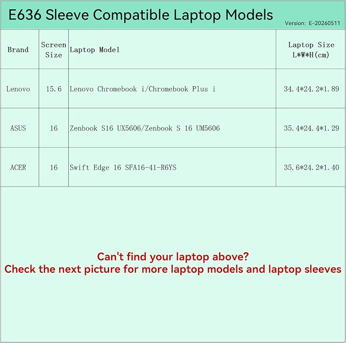 Smatree Elite Laptop Sleeve for 15.3-16 inch Lenovo Chromebook i and Chromebook Plus i, ASUS Zenbook S16 UX5606/S 16 UM5606, ACER Swift Edge 16 SFA16, Protective Laptop Case with Pocket (E636)