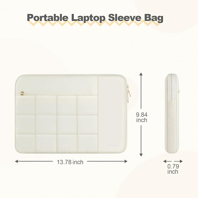 Laptop Case 13.3 inch,13-13.3 inch Puffy Laptop Sleeve Compatible with MacBook Neo/Air 13 13.6/Pro 13/Pro 14,HP Dell ASUS Acer Lenovo,Twelve Square Quilted Computer Bag with 2 Pockets,Sand
