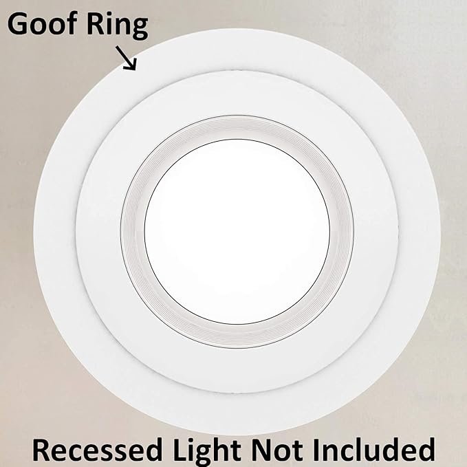 25 Pack Gloss White Goof Trim Ring for 6" Inch Recessed Can Lighting Down Light, Outer Diameter 8 Inches
