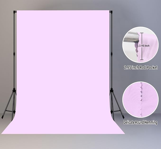 Light Purple Photo Backdrop for Photoshoot 6x9ft, Zoom Meeting Photography Backdrop Studio Shooting Props
