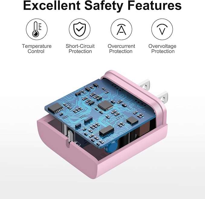 iPhone 17 16 15 Charger Fast Charging 10FT - 20W USB C Charger Block with 10FT Type C to C Cable Compatible with iPhone 17/17 Pro/17 Pro Max/Air/16/16e/15, iPad Pro, iPad Air (Pink)