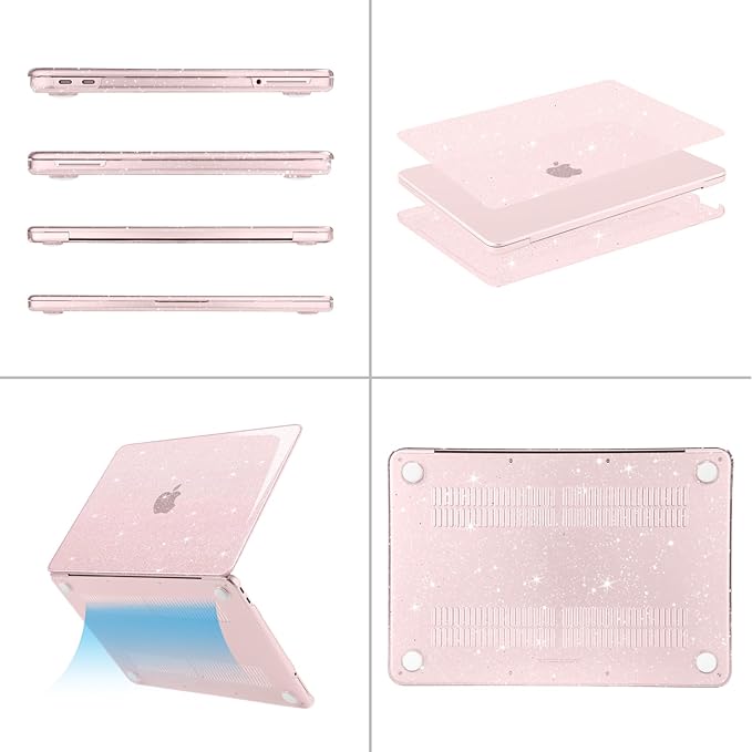 MOSISO Sparkly Glitter Case Compatible with MacBook Neo Case 13 inch 2026 Release Model A3404 with A18 Pro Chip, Crack-Resistant Protective Hard Shell Case&Keyboard Cover&ScreenFilm&Pouch, Blush