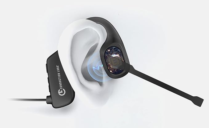 Conduction Labs - Chat - Open Air Bluetooth Headphones - Air Conduction Directional Audio - Noise Canceling Mic - Lightweight & Water Resistant - Compatible w/All Video Conferencing Platforms