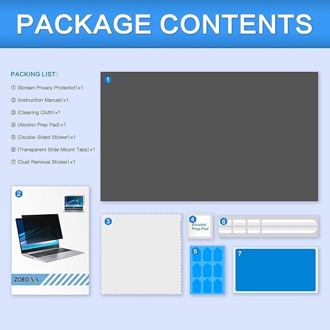 ZOEGAA 23 Inch Computer Privacy Screen Filter for 16:9 Widescreen Computer Monitor 20.06"x11.3" - Computer Screen Privacy Shield and Anti Blue Light Anti Glare Protector