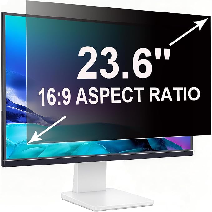 Privacy Screen for 23.6 Inch 16:9 (52.2x29.4cm) Computer Monitor - Blue Light Filter & Anti-Glare, Removable Screen Privacy Shield | PC Protector Film for Office