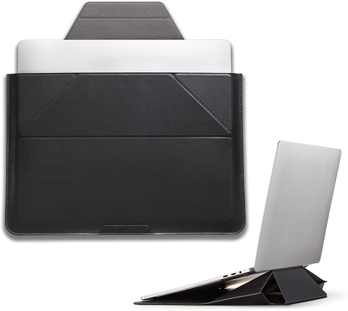 MOFT Laptop Carry Sleeve, 2-in-1 Laptop Bag & Stand for 16" MacBook Air/Pro & Dell/HP/Lenovo/Asus, Stylish Slim Computer Sleeve Bag with Expandable Storage for Computer Accessories, Night Black