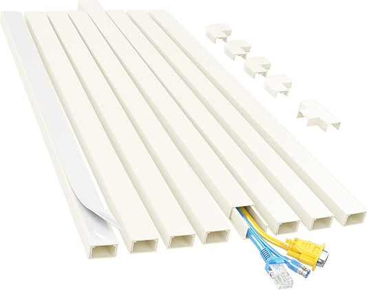 Yecaye Cord Hider, 113in Medium Cord Covers for Wires on Wall, Cord Organizer for 2-3 Wires, Easy Install Cable Management Kit, TV Cable Hider for Home Office, W0.95in H0.55in, Beige
