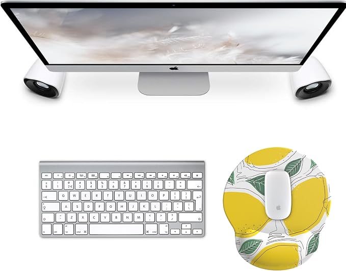 eulps Mouse Pad with Wrist Rest, Comfortable Computer Mousepad with Gel Wrist Support Smooth Surface and Non-Slip PU Base for Pain Relief, Laptop, Office & Home (Lemon)