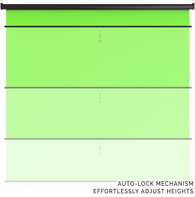 【Wider Style】 KHOMO Gear Green Screen 84 x 84 inch – Extra Large Pull Down Backdrop – Portable Collapsible Roll Down Projector Screen – Green Screen for Video, Streaming, and Photography
