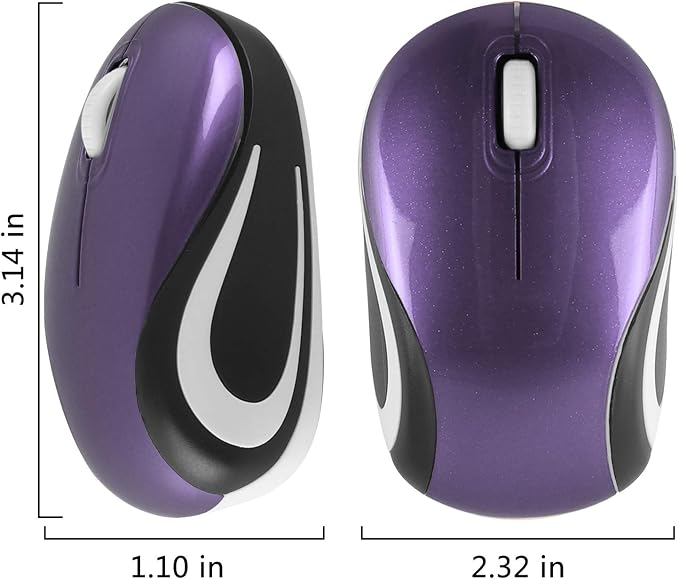 elec Space Mini Small Wireless Mouse for Kids Children 3-7 Years Old Child Size Optical Portable Mini Cordless Mice with USB Receiver for Laptop Computer (Purple)