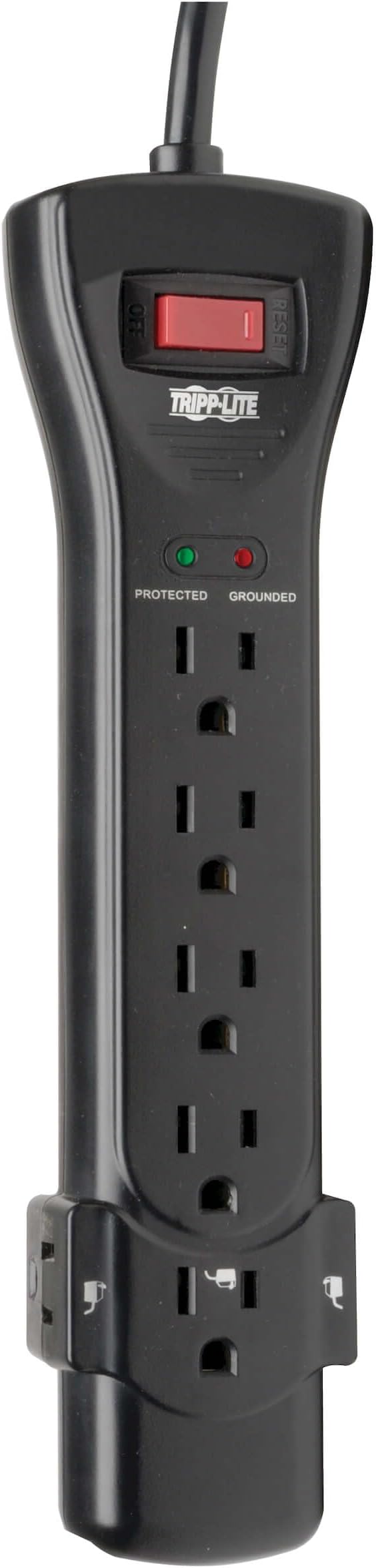 Eaton Tripp Lite Series SUPER7B Flat Plug Power Strip Surge Protector,7 Outlets,7ft Extension Cord,2160 Joules,UL Listed&Certified,Black,Lifetime Manufacturer's Warranty&$75,000 Insurance,(Pack of 6)