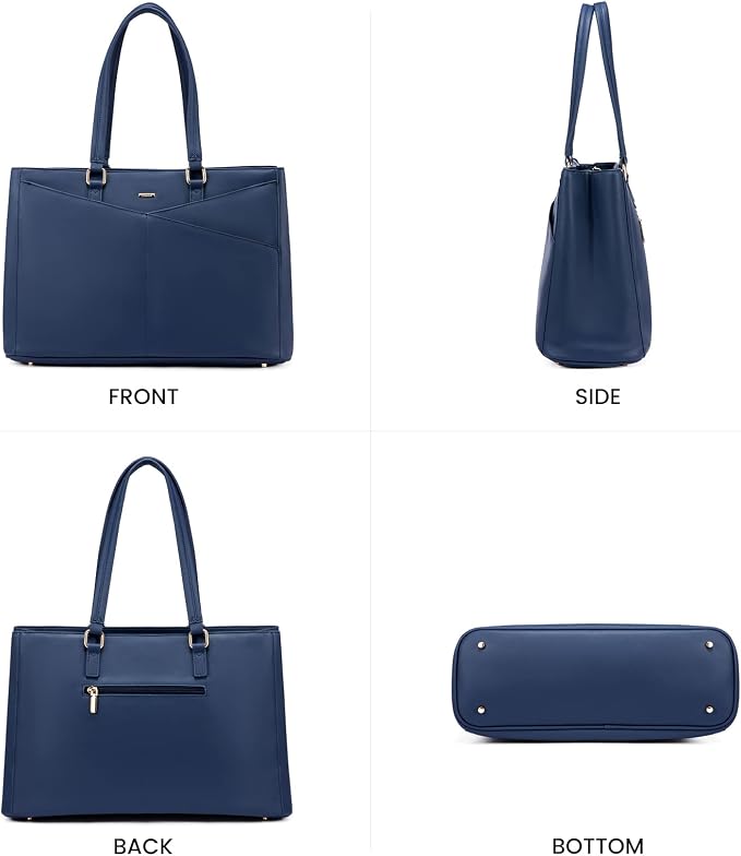 LOVEVOOK Laptop Tote Bag for Women 15.6 Inch Waterproof Leather Computer Bags Women Business Office Work Bag Briefcase,Navy Blue