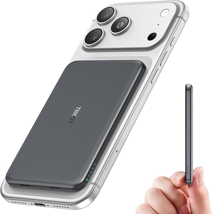 for Magsafe Portable Charger,5000mAh Slim Wireless Magnetic Power Bank with USB C Charging,Travel Essential for Magsafe Battery Pack Compatible with iPhone 17/16/15/14/13/12 Series,Graphite Gray