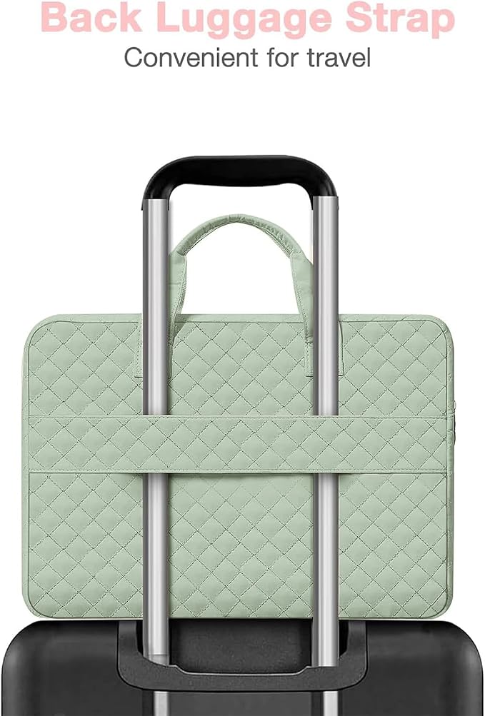 MOSISO 360 Protective Laptop Case 16 inch,15-15.6 inch Laptop Sleeve Compatible with MacBook Pro 16 M5 M4 M3 M2 M1 HP Acer Dell Lenovo,Square Quilted Bag Cover with 2 Pockets&Handle&Belt, Sage Green