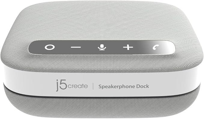 j5create USB-C 4K Speakerphone Dock, All-in-one Audio Dock for Video Conference, 4K HDMI, USB-A x 2, USB-C, Gigabit ethernet, Pass-Through Charging - Works with Teams, Zoom, and Google Meet (JCDS335)