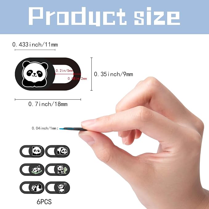 Panda Camera Cover Slide Cute Animal Design Privacy Camera Blocker Protector for Laptop Desktop Tablet Phone Notebook Mini PC Accessories for Home Office Travel Use Secure Durable Cover
