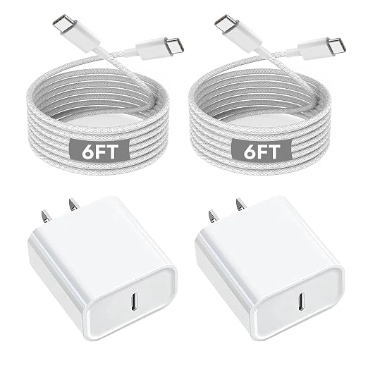 iPhone 16 15 Charger Fast Charging, 20W Apple iPhone 16 USB C Fast Charger Block, 2Pack 6ft USB C to USBC Cord for iPhone16/16 Pro/16 Pro Max/16e/15/15 Plus/15 Pro/15 Pro Max,iPad Pro/Air/Mini,AirPods
