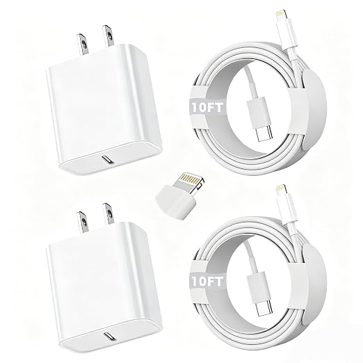 iPhone Fast Charger, [Apple Certified] 2Pack 10FT Extra Long Fast Charging USB C to Lightning Cable Cords with PD USB C Wall Charger Block for Apple iPhone 14/13/12/11/Pro/Pro Max/11/Xs Max/XR/X, iPad