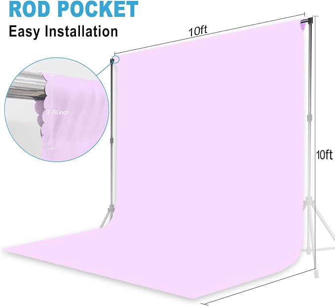 Light Purple Backdrop for Photoshoot Professional Photo Backdrop Background Curtain for Product Photography Portraits Wedding Party Live Streaming Video Recording 10X10 FT