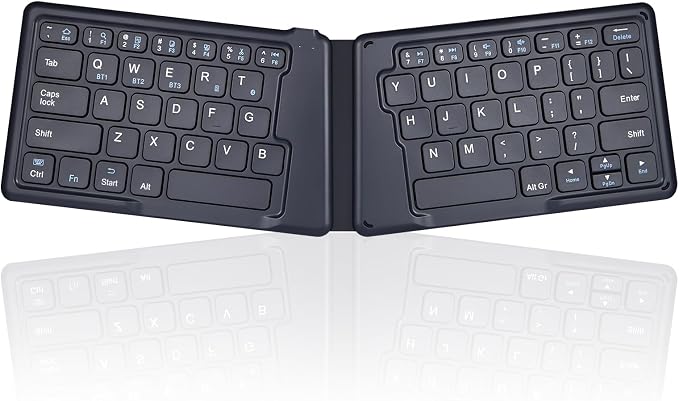 Perixx PERIBOARD-805E, Wireless Foldable Ergonomic Bluetooth Keyboard, Ultra-Thin X Type Keys, Compatible with iOS, Android, or Windows Smartphone, Tablet, or Laptops, US English