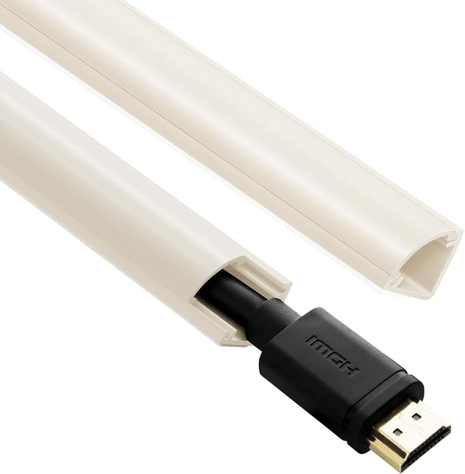 ZhiYo Corner Cable Concealer, Corner Cord Hider for One Cord, 180in (5 x L36in) Wire Covers for Cords, Paintable Cord Cover, Cable Management Channel Raceway for Wall, Floor Baseboard, Ceiling, Beige