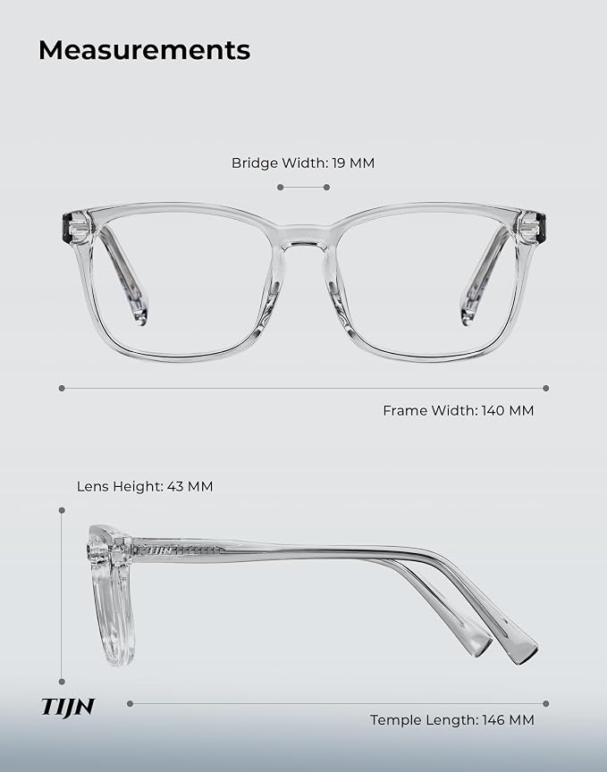 TIJN Premuim Blue Light Blocking Glasses for Women Men Square Frame Nerd Eyeglasses Anti Blue Ray Computer Screen Glasses