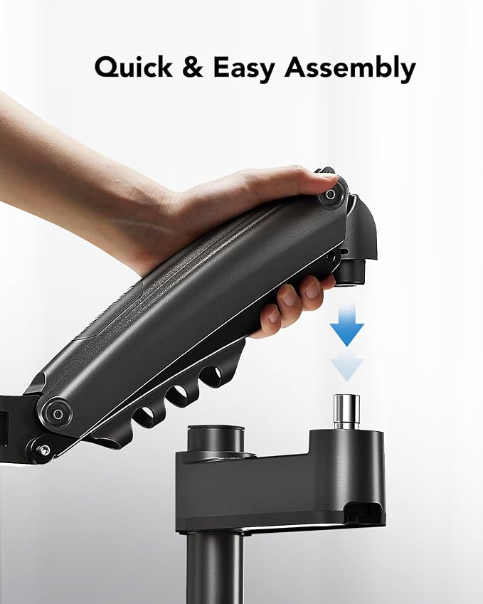HUANUO Single Monitor Arm, Adjustable Desk Mount for 13-34 inch Screens, Holds 19.8lbs, 22.44 inch Max Height, Full Motion Swivel Gaming Monitor Stand with VESA 75x75mm and 100x100mm Compatibility