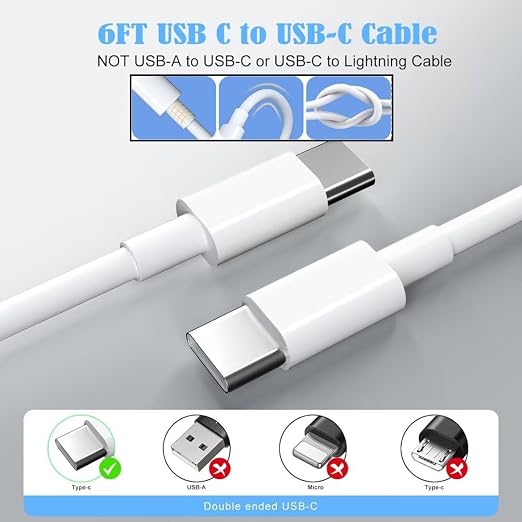 iPhone 17/16/15 Charger, USB C Charger, 2Pack 20W Type C Fast Wall Charge Power Adapter,6FT 60W USB-C to C Cable for iPhone Air/17Pro Max/15/16 Pro Max,iPad Pro 12.9/11 inch,iPad Air 5/4th,AirPods Pro