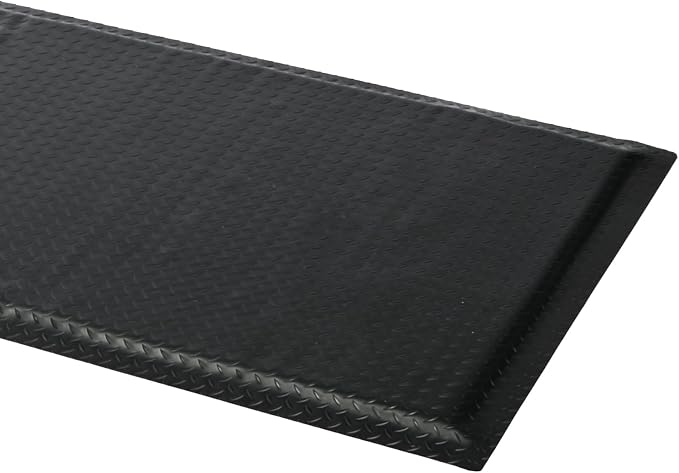 2'x6' Anti Fatigue Mat Industrial 15/16" Thick Soft Sponge Cushioned Floor Mat, Heavy Duty Diamond Plate Anti-Skid Standing Mat, Work Shop Mat (Black)