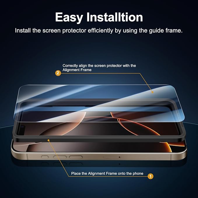 NEW'C 3x for iPhone 16 Pro Max Screen Protector (6.9 inches)+ 3x Camera Lens Protector, Sensor Protection, Case Friendly Tempered Glass Film + Dust Plug- Easy installation tool include