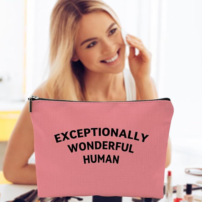 ZUYUROU Inspirational Makeup Bag Exceptionally Wonderful Human Cosmetic Pouch for Travel and Purse Organization Canvas Zipper Case Pink