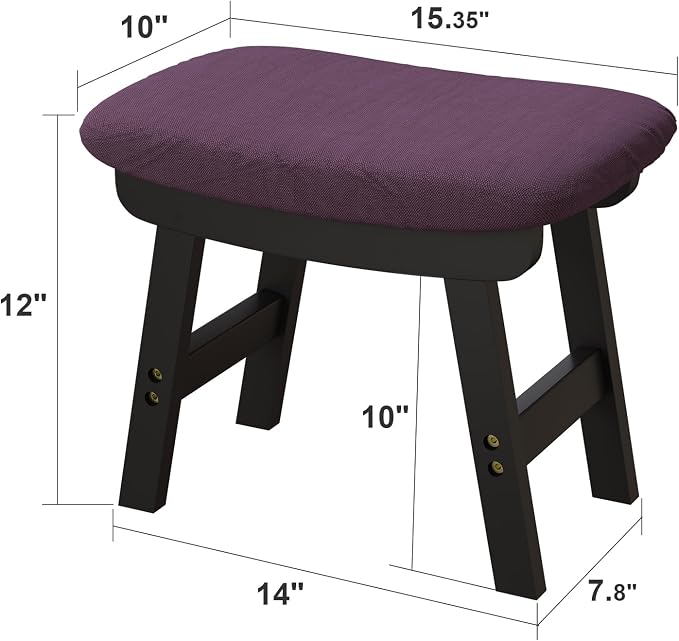 viewcare Foot Stools Ottoman, Small Soft Footrest Ottoman with Wood Legs, Sofa Footrest Extra Seating for Living Room Entryway Office