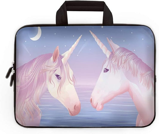 14 15 15.4 15.6 inch Laptop Handle Bag Computer Protect Case Pouch Holder Notebook Sleeve Neoprene Cover Soft Carrying Travel for Dell Lenovo Toshiba HP Chromebook ASUS Acer (Two Unicorn)