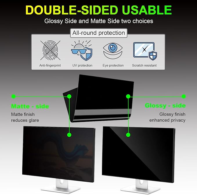 2 Pack Privacy Screen for 23.6 Inch 16:9 (52.2x29.4cm) Computer Monitor - Blue Light Filter & Anti-Glare, Removable Screen Privacy Shield | PC Protector Film for Office