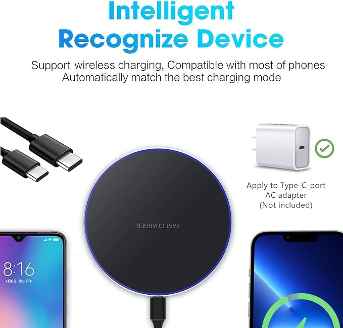 20W Fast Wireless Charger Pad,Wireless Phone Charging Station Compatible with iPhone 17 Pro/16/15/14/13/12/11/SE/X/AirPods,15W Fast Charge for Samsung Galaxy S26/S25/S24/S23/Note/Buds,Pixel