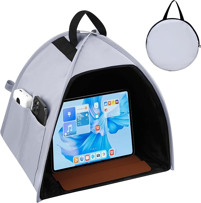 HoYiXi Foldable Tablet Sun Shade & Privacy Shield - Fits 8-11'' Tablets Compatible Fire HD 10/iPad 9.7/iPad mini/Galaxy Tab A8 A9/Huawei- Blocks Sunlight, Protects Privacy, Anti - Glare,Grey