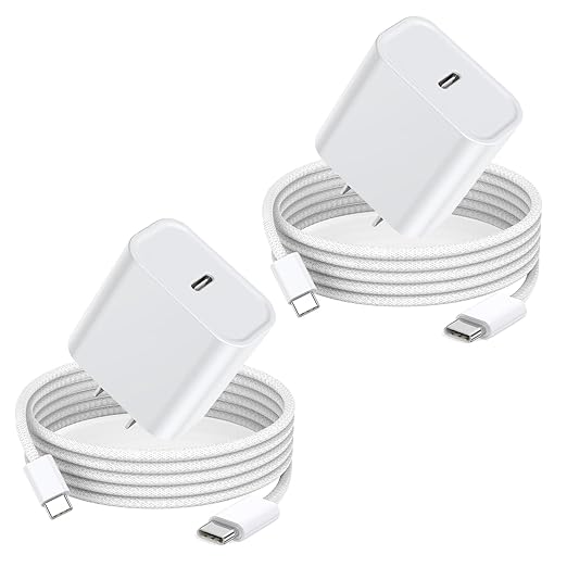 iPhone 16 15 Charger Fast Charging, 2Pack 20W USB C Wall Charger Blocks Adapter Cube with Fast Charging USB C Cable Quick Charge Cord for iPhone 16/16 Plus/16 Pro/16 Pro Max/16e/15/15 Pro Max/iPad Air