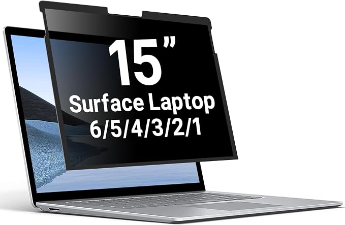 ZOEAGG Privacy Screen for Surface Laptop 15 Inch, for Removable Microsoft Surface Laptop 6/5/4/3/2/1, Reusable, Easy Installation, Anti-Spy Privacy Filter, Anti-Glare, Blue Ray Reduction