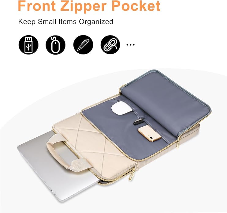 MOSISO Vertical Laptop Bag,Computer Bags,Rhombus Quilted Laptop Shoulder Bag with Trolley Sleeve&Pocket&Handle