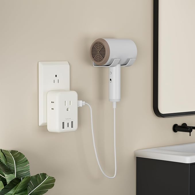 BN-LINK Multi Plug Outlet Extender 2 Pack, Outlet Splitter with 4 Outlet and 3 USB Ports (1 USB C), 4-Sided Multiple Plug Expander for Travel Kitchen Dorm Room Cruise Ship Essentials, White