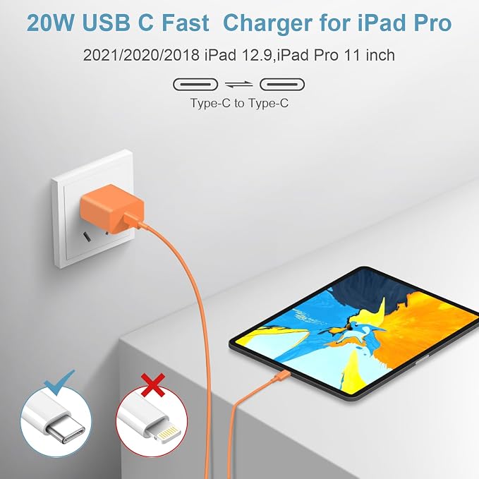 iPhone 17 16 15 Charger Fast Charging Type C Chargers USB C Charger Block iPhone 17 16 15 Air Pro Max Chargers with 12FT Cable for iPhone 17/17 Plus/17 Pro Max/16/16 Plus/16 Pro Max/15 Pro Max(Orange)